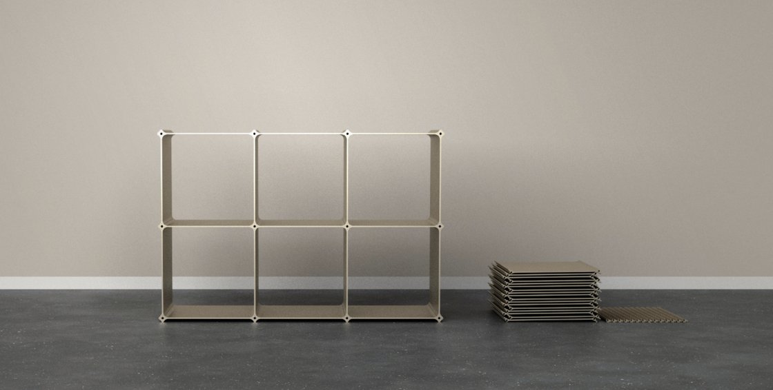 Montique — stacked shelving modules in anodised aluminium